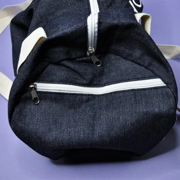 NWOT Private Party "Will Workout for Cupcakes" Denim Gym Bag - Picture 5 of 10